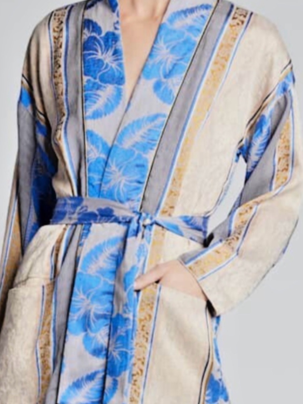 Made in Italy Floral Stripe St Barth Jacquard Belted Jacket